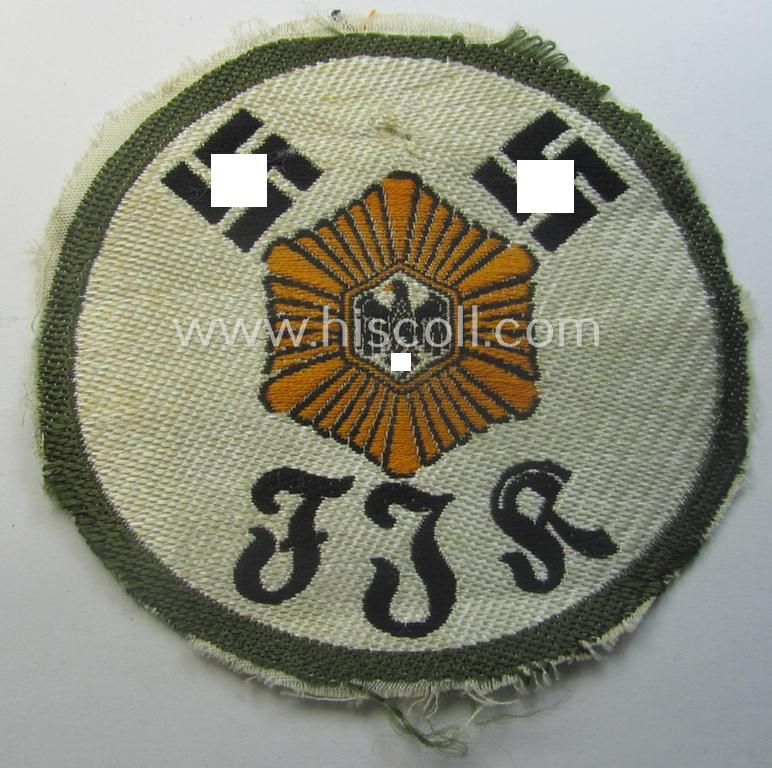 Minimally used - and with certainly rarely encountered! - (larger-sized!) SA- (ie. 'Sturmabteilungen'-) related, arm-patch as executed in the neat 'BeVo'-weave pattern as was intended for a member serving with the: 'SA-Feldjägerkorps'