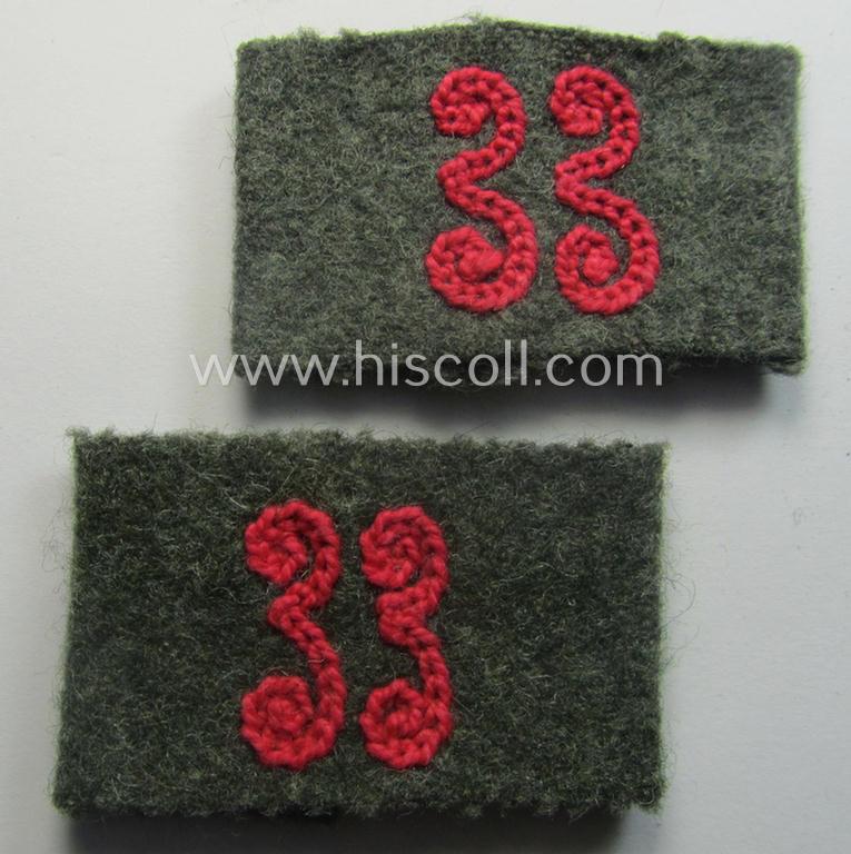 Pair of WH (Heeres) 'Panzer o. Panzerjäger'-related, 'Schulterstück-Überschuben': 'Soldat des Panzerabwehr-Abtlgs. 33'