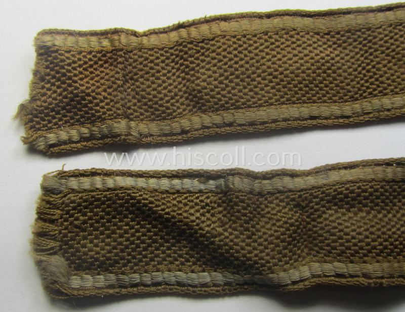 Truly used- and/or tunic-removed - almost full length and scarcely encountered! - WH (Heeres) 'BeVo'-woven: 'FHH-Ärmelstreifen' (ie. cuff-title) as was intended for the soldiers- (ie. NCOs) serving within the: '60. Pz-Gren.-Div. “Feldherrnhalle”