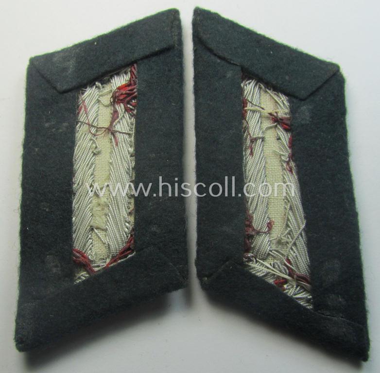 Fully matching - and just moderately used! - pair of WH (Heeres) hand-embroidered, officers'-type collar-tabs (ie. 'Kragenspiegel für Offiziere') as was intended for - and/or clearly worn by! - an: 'Offizier der Nebelwerfer-Trpn.'