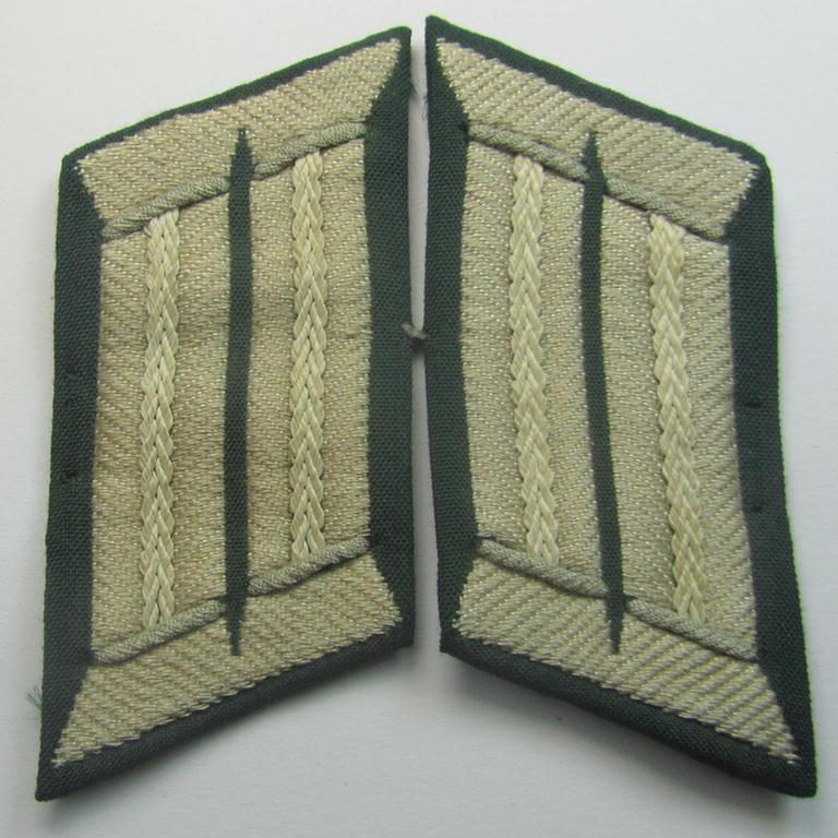 WH (Heeres) pair of (later-war-pattern) officers'-type collar-tabs (ie. 'Kragenspiegel für Offiziere') as executed in 'BeVo'-weave pattern as was intended for an officer serving within the: 'Infanterie-Trpn.'