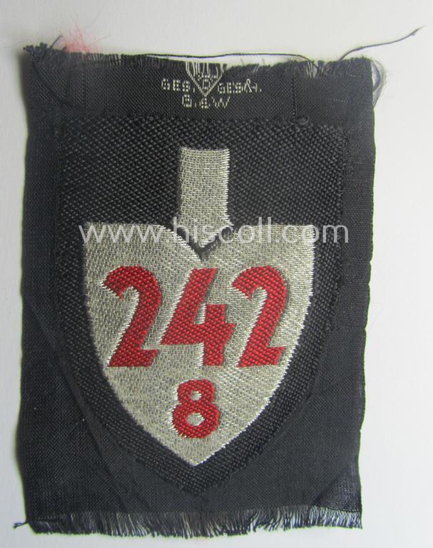 RAD (ie. 'Reichsarbeitsdienst') officers'-pattern sleeve-badge (or: 'Dienststellenabzeichen') bearing the specialist- ie. unit-designation: '242/8'