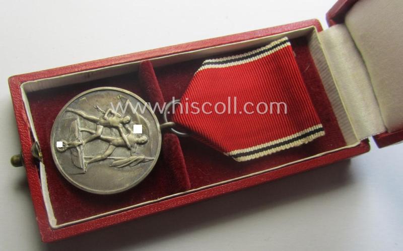 WH Austrian-occupation- (ie. 'Anschluss'-) medal: '13. März 1938' being a very attractive (and minimally tarnished) example that comes stored in its bright-red-coloured- and/or nicely maker-marked etui as issued