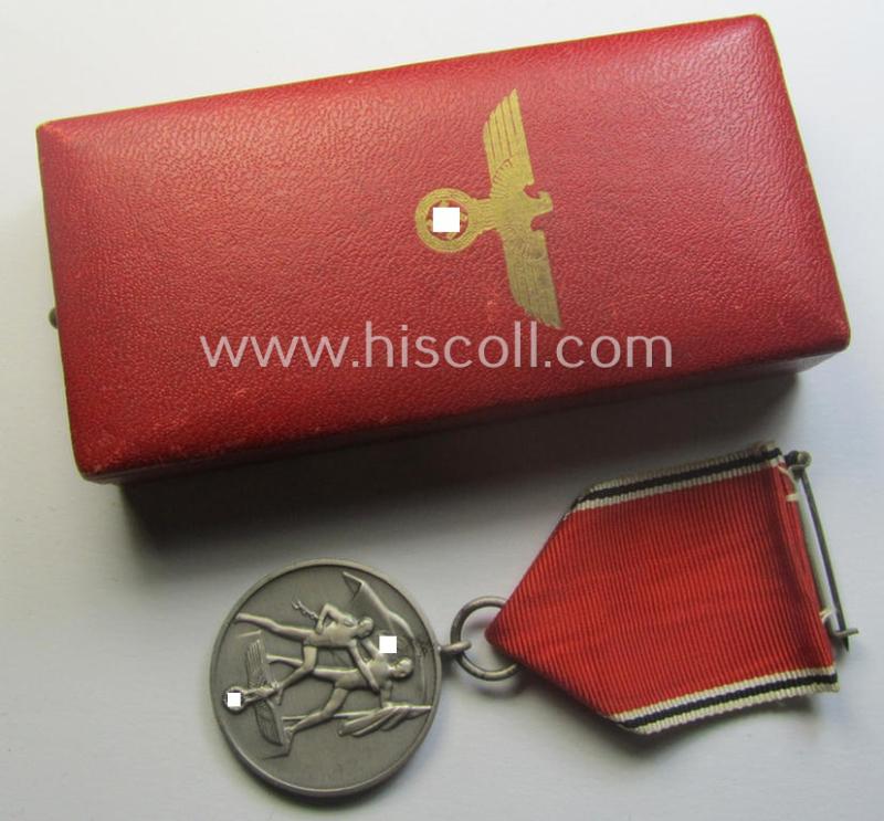 WH Austrian-occupation- (ie. 'Anschluss'-) medal: '13. März 1938' being a very attractive (and hardly tarnished) example that comes stored in its bright-red-coloured- and/or typical non-maker-marked etui as issued