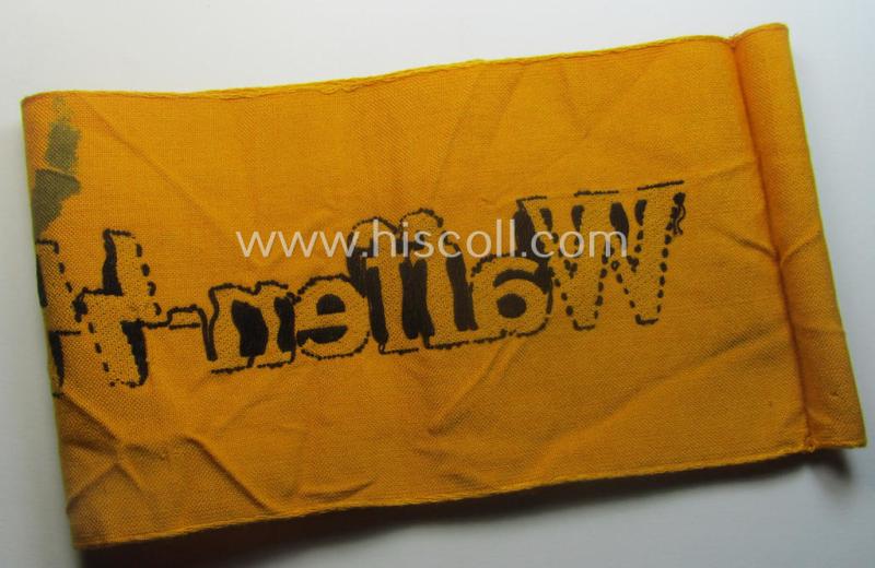 Golden-yellow-coloured- and/or linnen-based armband (ie. 'Armbinde') entitled: 'Waffen-SS'