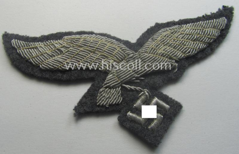 Truly used- and/or carefully tunic-removed, WH (LW) officers'- (evt. NCO-) type, hand-embroidered breast-eagle (ie. 'Brustadler für Offiziere der LW')
