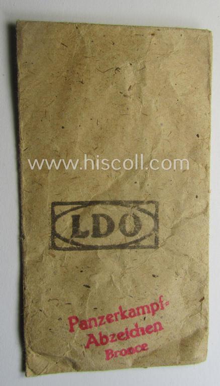 WH (Heeres- ie. Waffen-SS), typical 'Zellstoff'-based (and 'LDO'-marked!) medal-pouch as was intended for a: 'Panzerkampf-Abzeichen in Bronce' (or: bronze-class PAB)