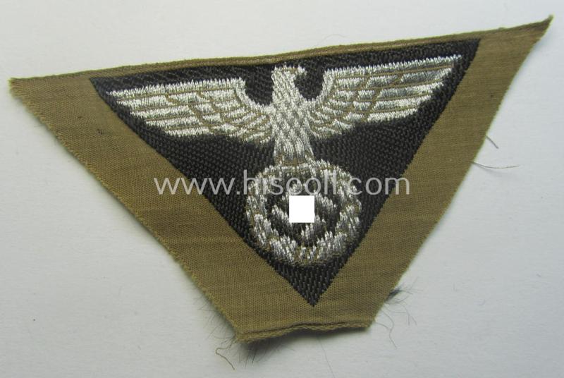 SA-related cap-eagle as was intended for the: 'Lagermütze' (ie. side-cap) being an example as woven on a typical brownish-coloured background and as such intended for generic 'SA'-usage