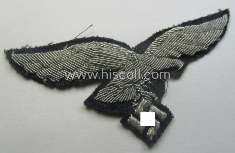 Truly used- and/or carefully tunic-removed, WH (LW) officers'- (evt. NCO-) type, hand-embroidered breast-eagle (ie. 'Brustadler für Offiziere der LW')