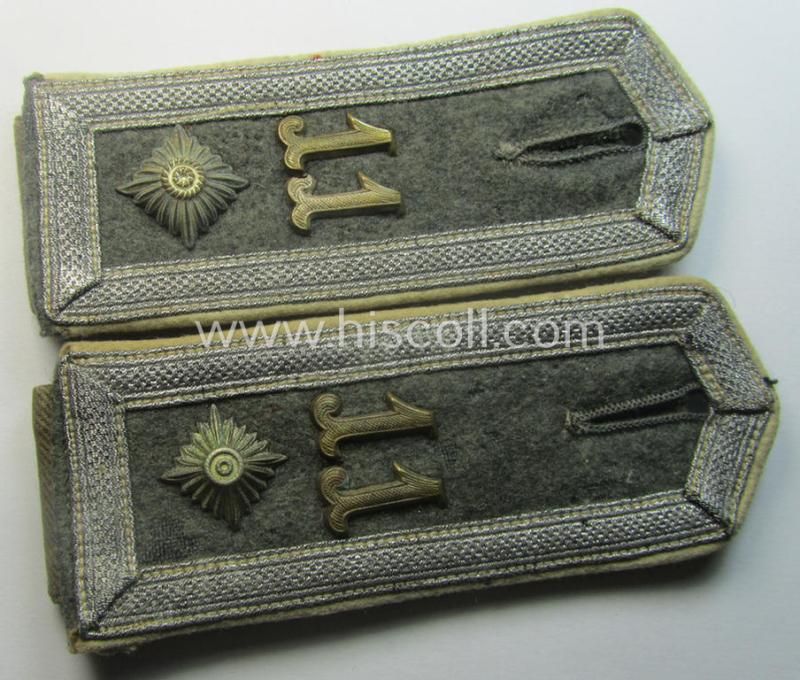 Pair of early-period- (ie. 'Reichswehr'), WH (Heeres) 'cyphered' (and pointed-styled!) NCO-type shoulderstraps as was specifically intended for a: 'Feldwebel des Infanterie-Rgts. 11'
