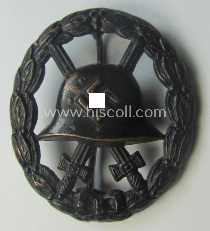 Early-pattern black-class wound-badge (ie.: 'Verwundeten Abzeichen in Schwarz') being a detailed so-called: 'Spanish Civil-War'-version of the (scarcely encountered!) 'Durchbrochener'-pattern