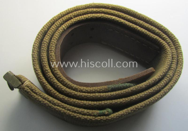 WH (Heeres ie. LW etc.) 'tropical-issue'- belt (ie. 'Koppelriemen') being a 105 cms.-sized- and typical maker-marked (but hard to read) example