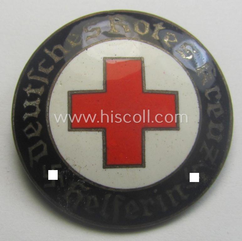 DRK (ie. 'Deutsches Rotes Kreuz' or German Red Cross) 'Ges.Gesch.'-marked nurses'-badge: 'Helferin'