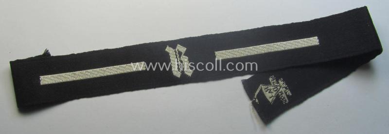 RAD (ie. 'Reichsarbeitsdienst') EM- (ie. NCO-) pattern, commemorative cuff-title (ie. 'Dienstärmelstreifen') depicting a capital 'R'-character (as was intended for the EM-/NCO-staff working on the various 'Westwall'-fortifications)