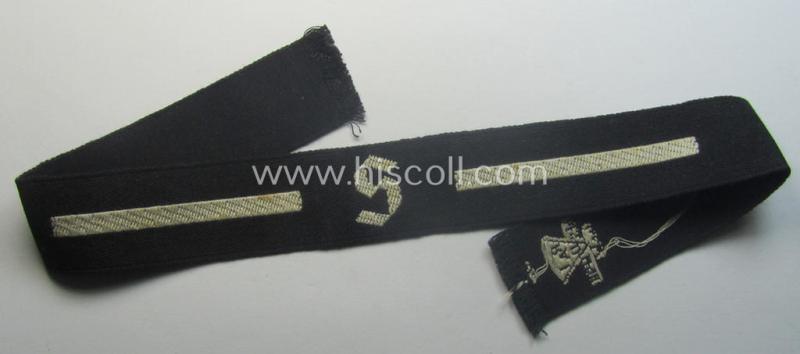 RAD (ie. 'Reichsarbeitsdienst') EM- (ie. NCO-) pattern, commemorative cuff-title (ie. 'Dienstärmelstreifen') depicting a capital 'S'-character (as was intended for commissioned-staff working on the various 'Westwall'-fortifications)