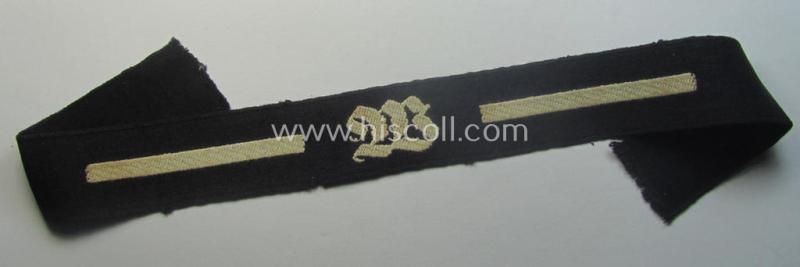 RAD (ie. 'Reichsarbeitsdienst') EM- (ie. NCO-) pattern, commemorative cuff-title (ie. 'Dienstärmelstreifen') depicting a capital 'W'-character (as was intended for commissioned-staff working on the various 'Westwall'-fortifications)