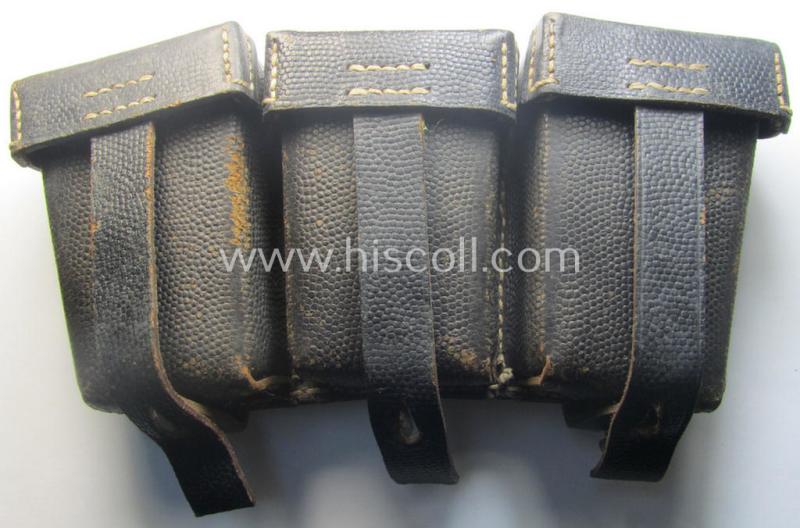 Single, mid-war-period WH (Heeres, Waffen-SS etc.) ammunition-pouch (ie. 'Munitionstasche für K98') being a clearly maker- (ie. 'Stolla - Wien'-) marked and/or: '1942'-dated example