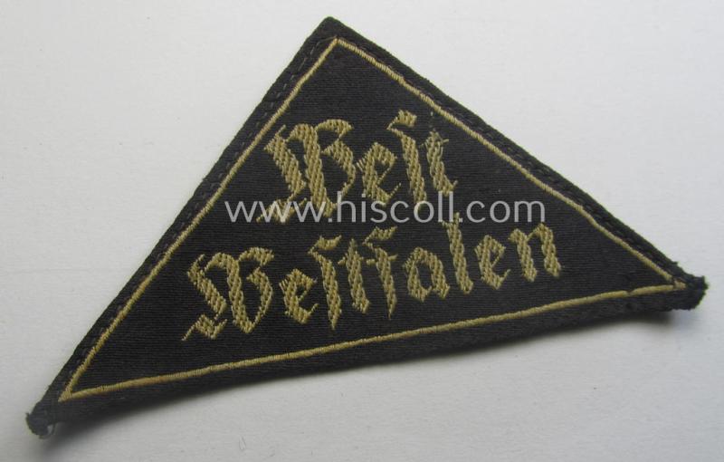 Early-pattern, 'HJ' ('Hitlerjugend') district-triangle (ie. 'Gebietsdreieck') entitled: 'West Westfalen'