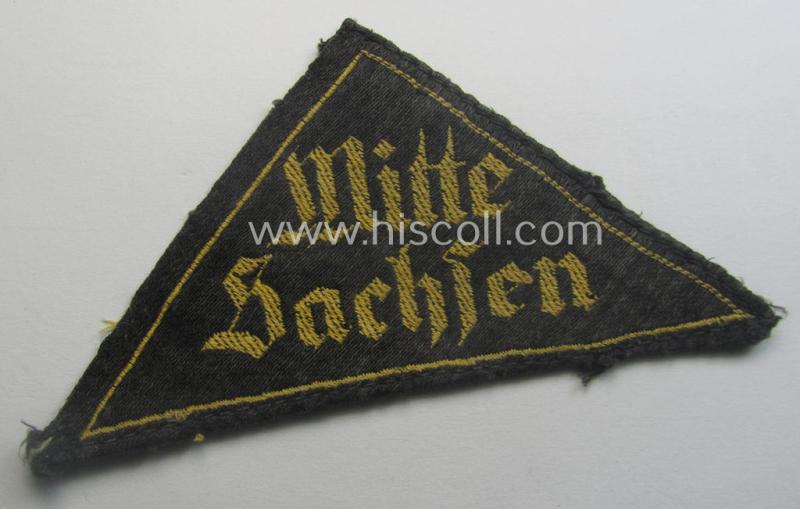 Early-pattern, 'HJ' ('Hitlerjugend') district-triangle (ie. 'Gebietsdreieck') entitled: 'Mitte Sachsen'