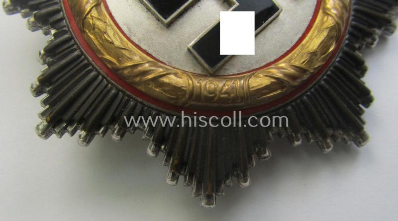 Stunning, neatly maker- (ie. '20'-marked-) example of WH (Heeres, LW etc.) 'Deutsches Kreuz im Gold' (or DKiG) being a (regular- ie. 'light-weight') piece that was produced by the: 'C.F. Zimmermann'-company