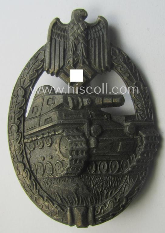 Superb - and hardly used- nor worn! - 'Panzerkampfabzeichen in Bronze' being a clearly maker- (ie. 'KWM'-) marked (and/or: typical zinc- ie. 'Feinzink'-based-) example as was procuced by the: 'Karl Würster'-company