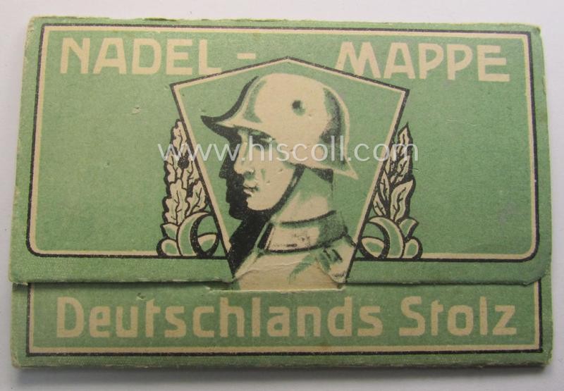 Fully complete, WH (Heeres ie. LW etc.) 'souvenir-related' cover showing the text: 'Nadel-Mappe - Deutschlands Stolz' holding a full set of (minty) needles and/or safety-pins