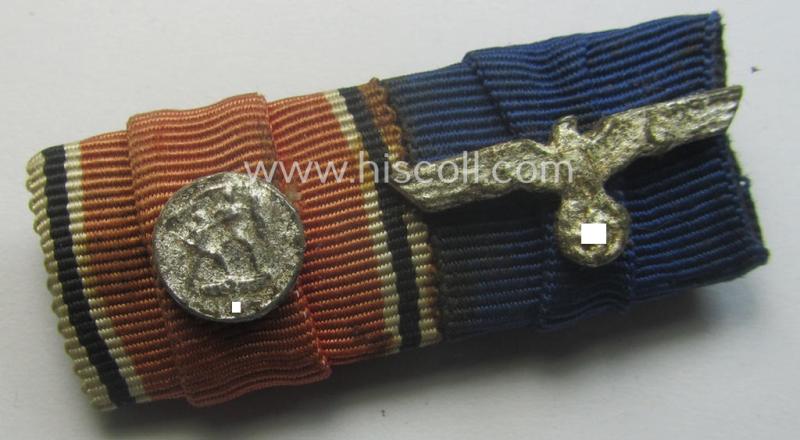 Interesting - and usually encountered! - 2-pieced, WH (Heeres o. KM) ribbon-bar (ie. 'Feld- o. Bandspange') showing two unusally encountered devices