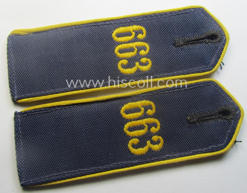Pair of 'Marine HJ'- (ie. 'naval Hitlerjugend'-) shoulderstraps as intended for usage by a: 'Hitlerjunge' who was attached to the: 'Bann 663' ('Bann 663' = Litzmannstadt / Wartheland in the 'Gebiet Ost Wartheland')
