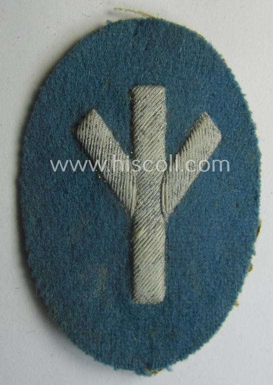 Early-period, HJ- (ie. 'Hitlerjugend') trade- or: specialist-armbadge as executed in the hand-embroidered pattern as was intended for usage by an: 'Arzt u. HJ'-member (or: medical-doctor and HJ-member)