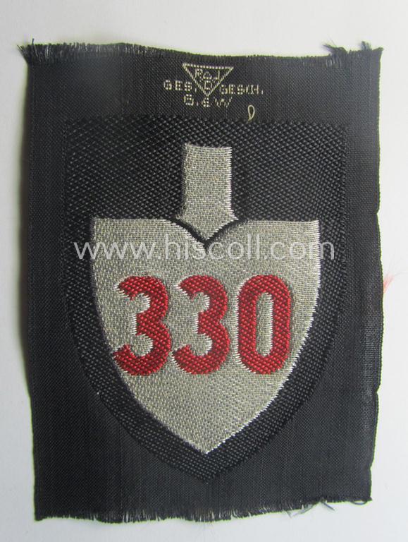 RAD (ie. 'Reichsarbeitsdienst') officers'-pattern sleeve-badge (or: 'Dienststellenabzeichen') bearing the specialist- ie. unit-designation: '330'