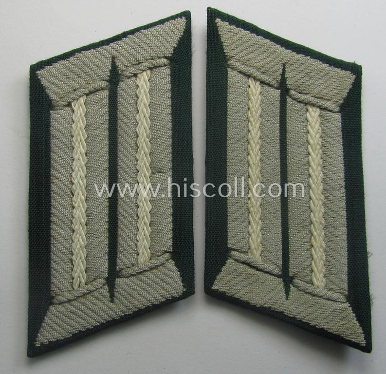 WH (Heeres) pair of (later-war-pattern) officers'-type collar-tabs (ie. 'Kragenspiegel für Offiziere') as executed in 'BeVo'-weave pattern as was intended for an officer serving within the: 'Infanterie-Trpn.'