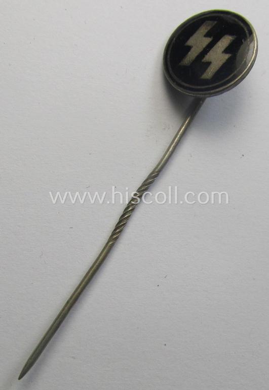 Superb - neatly enamelled and actually rarely encountered! - SS (ie. 'Allgemeine SS') civil-attire badge (ie. 'Zivilabzeichen der SS') being a detailed example that shows a clearly-present makers'-designation and unique serial-number ('65190')