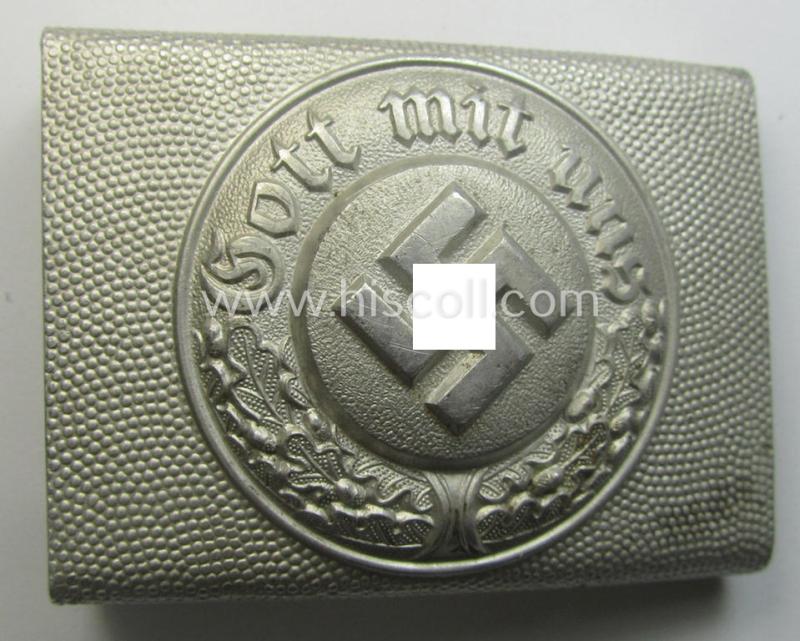 Police- (ie. 'Polizei') 'standard'-pattern, silver-toned- and aluminium-based belt-buckle (ie. 'Koppelschloss für Mannschaften u. Uffz. der Polizei') being a nicely maker- (ie. 'G.G.L.'-) marked example