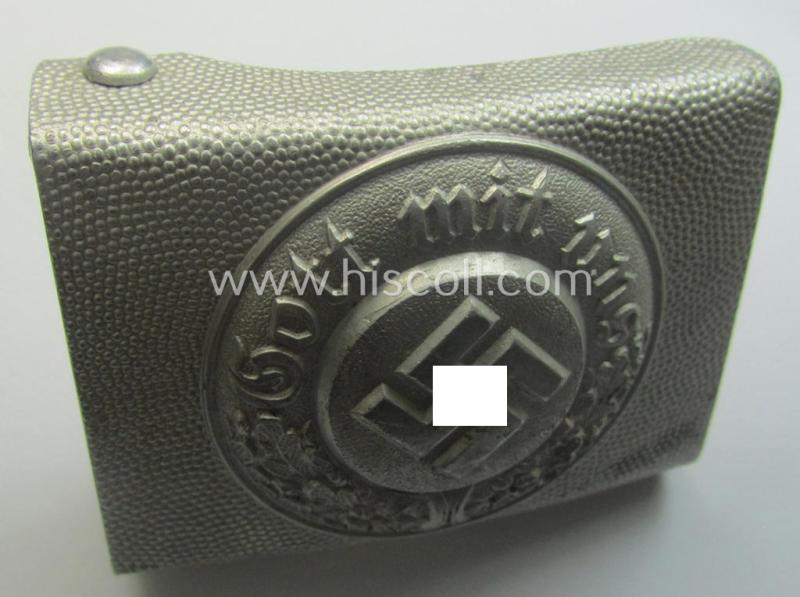 Police- (ie. 'Polizei') 'standard'-pattern, silver-toned- and aluminium-based belt-buckle (ie. 'Koppelschloss für Mannschaften u. Uffz. der Polizei') being a nicely maker- (ie. 'G.G.L.'-) marked example