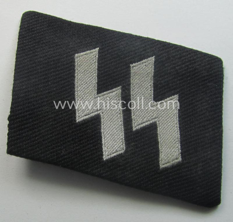 Waffen-SS - so-called: 'BeVo'-woven, enlisted-mens'- (ie. NCO-) type so-called: 'runes'-collar-tab as was intended for usage by the soldiers (ie. NCOs) of the Waffen-SS throughout the war
