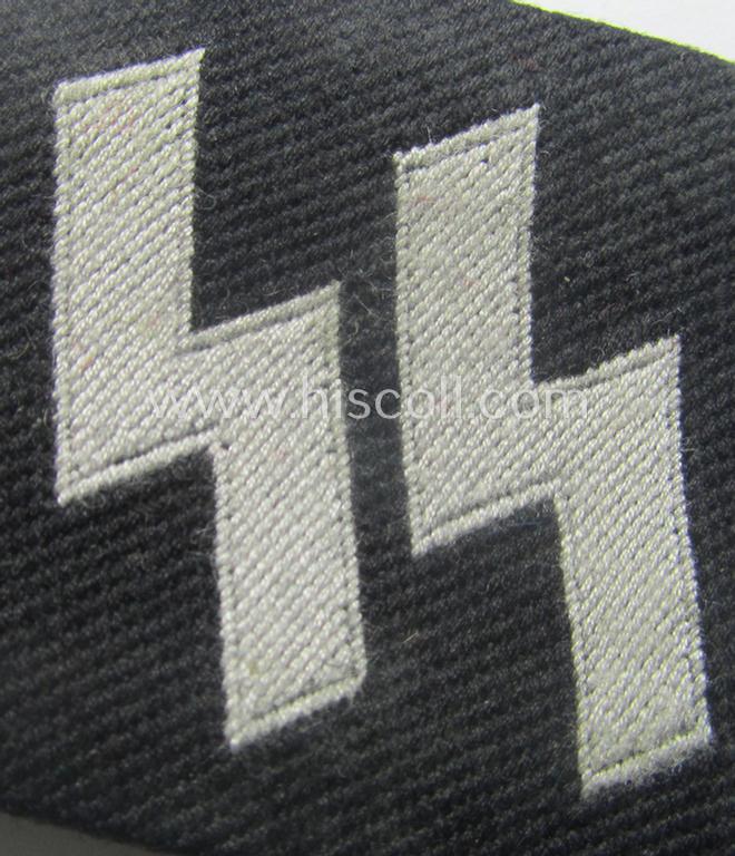 Waffen-SS - so-called: 'BeVo'-woven, enlisted-mens'- (ie. NCO-) type so-called: 'runes'-collar-tab as was intended for usage by the soldiers (ie. NCOs) of the Waffen-SS throughout the war