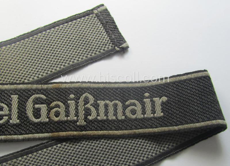 Minimally used and/or worn, Waffen-SS cuff-title (ie. 'Ärmelstreifen') as executed in neat 'BeVo'-weave pattern as intended for a member serving within the: 'SS-Geb.Jäger-Regiment 12' -