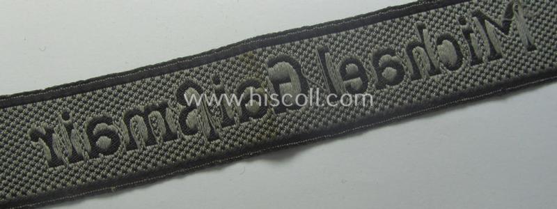Minimally used and/or worn, Waffen-SS cuff-title (ie. 'Ärmelstreifen') as executed in neat 'BeVo'-weave pattern as intended for a member serving within the: 'SS-Geb.Jäger-Regiment 12' -
