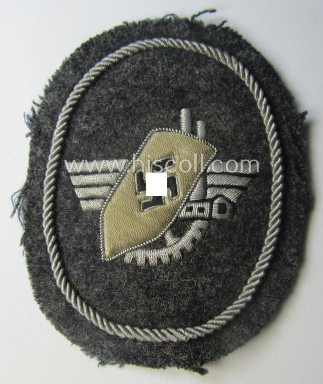 Attractive - and most certainly scarcely encountered! - neatly hand-embroidered so-called: 'Werkschutzdienst' (or: 'WSD') arm-badge (being an example that was as presumably intended for officer-usage)