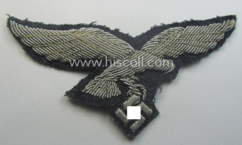 Minimally used WH (LW) officers'- (evt. NCO-) type, hand-embroidered breast-eagle (ie. 'Brustadler für Offiziere der LW')
