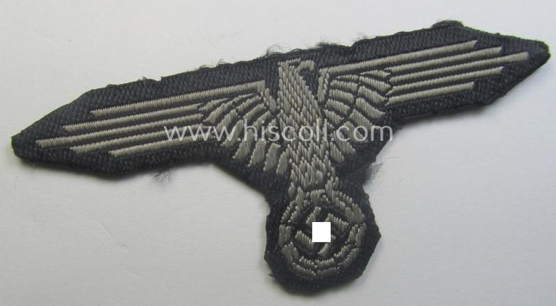 'Clearly used- and/or carefully tunic-removed' example of an 'SS' (ie. 'Waffen-SS') EM/NCO-type arm-eagle in 'BeVo'-woven-pattern