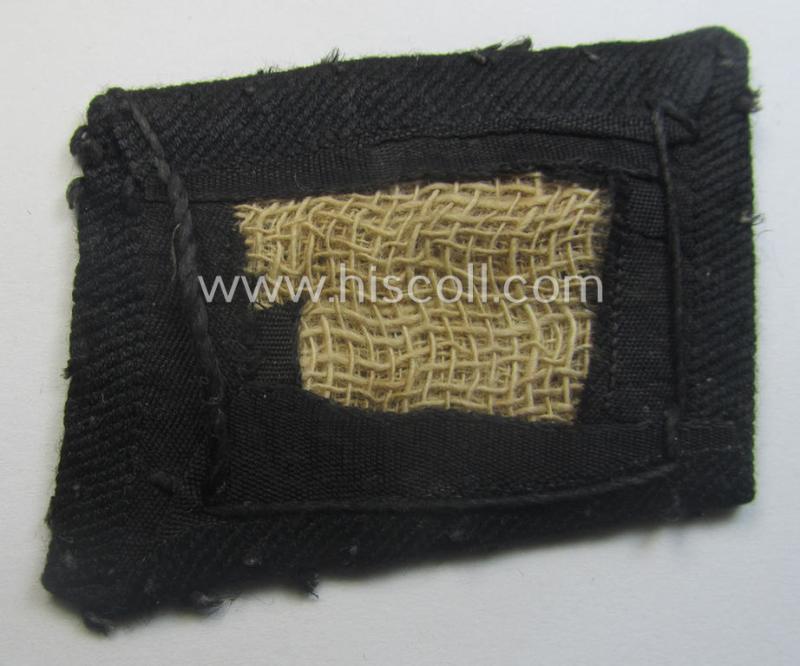 'Clearly used- and/or carefully tunic-removed' example of a Waffen-SS - so-called: 'BeVo'-woven, enlisted-mens'- (ie. NCO-) type so-called: 'runes'-collar-tab as was intended for usage by the soldiers (ie. NCOs) of the Waffen-SS throughout the war
