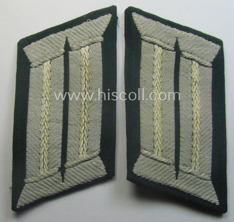 WH (Heeres) pair of (later-war-pattern) officers'-type collar-tabs (ie. 'Kragenspiegel für Offiziere') as executed in 'BeVo'-weave pattern as was intended for an officer serving within the: 'Infanterie-Trpn.'