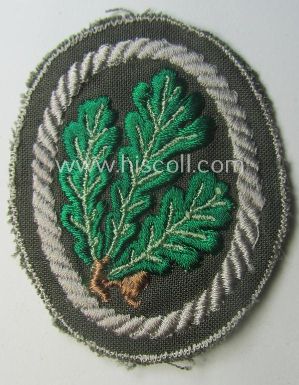 'Variant'-pattern, WH (Heeres) 'Jäger'-arm-badge being a desirable example as was executed in the machine-embroidered style on a thin-shaped- and/or linnen-based background