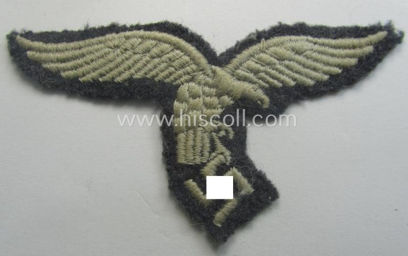 Truly used- ie. worn, WH (Luftwaffe) EM- (ie. NCO-) 'down-tailed'-pattern breast-eagle