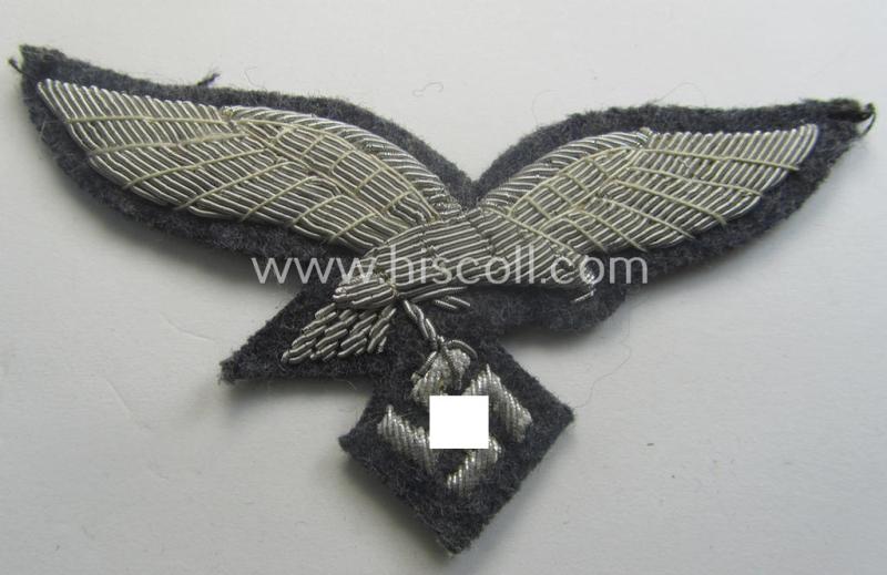 Minimally used WH (LW) officers'- (evt. NCO-) type, hand-embroidered breast-eagle (ie. 'Brustadler für Offiziere der LW')