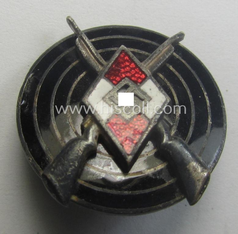 HJ ('Hitlerjugend') so-called: 'HJ-Schiessauszeichnung' (or: HJ shooting- ie. marksmans'-badge) being a nicely maker- (ie. 'RzM - M1/63'-) marked example