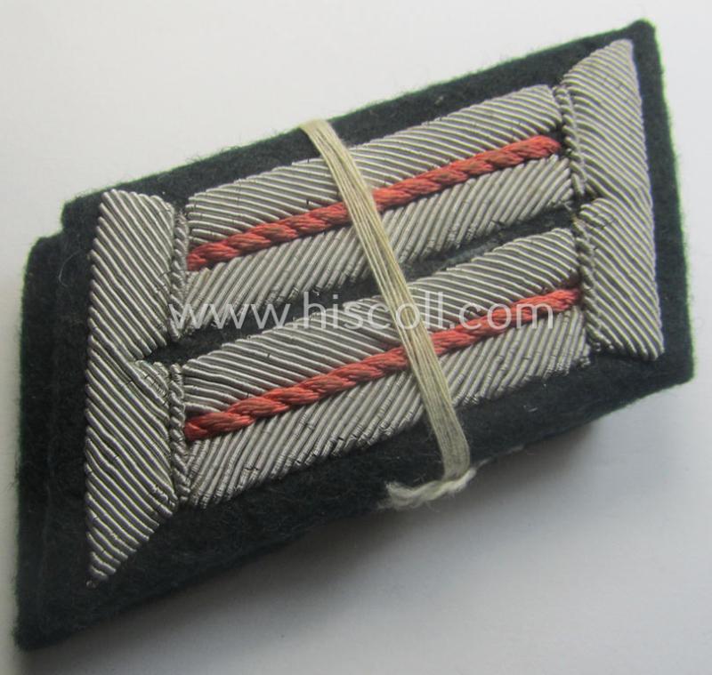 Never used - ie. still 'virtually mint ie. unissued'! - pair of WH (Heeres) officers-collar-patches (ie. 'Kragenspiegel') for an: 'Offiz. der Panzer o. Pz-Jäger-Trpn.'