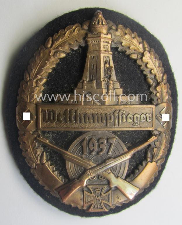Bronze-toned (and I deem 'Cupal'-based!) 'Kyfhäuserbund Schiessauszeichnung' depicting the 'Kyfhäuser'-monument and text: 'Wettkampfsieger 1937'