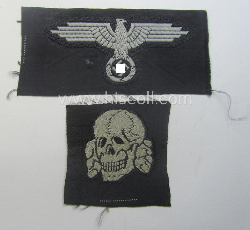 Waffen-SS, 'BeVo'-woven-style skull- and cap-eagle-set (ie. 'Totenkopf- u. Adler-Effektensatz für Schiffchen o. Einheitsfeldmütze')